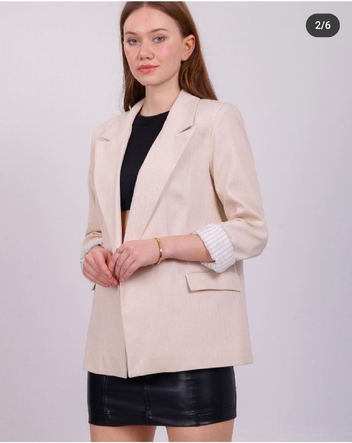 poliviskon kumaş çizgili astarlı ceket